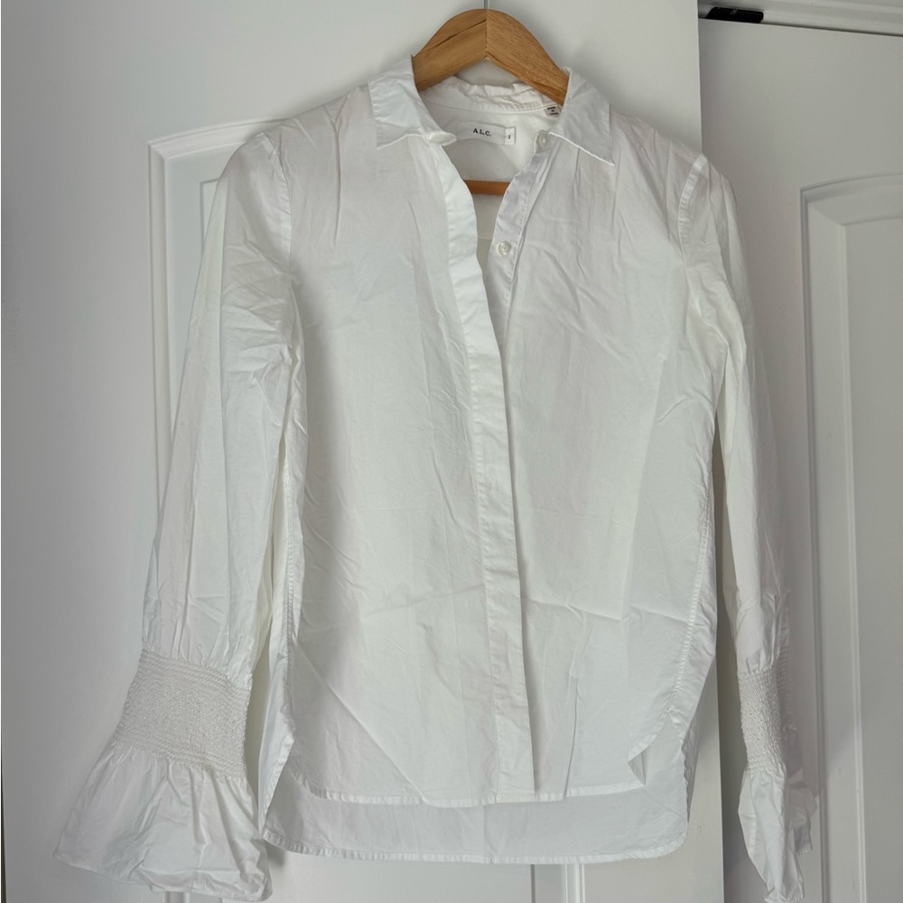 A.L.C Classic white button down with fun sleeve, size 2